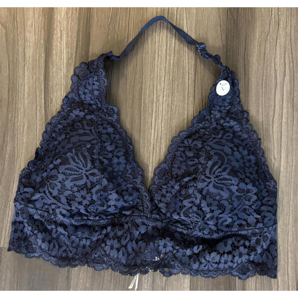 Hunkemoller Peacoat Bralette Size Large Lace Halter